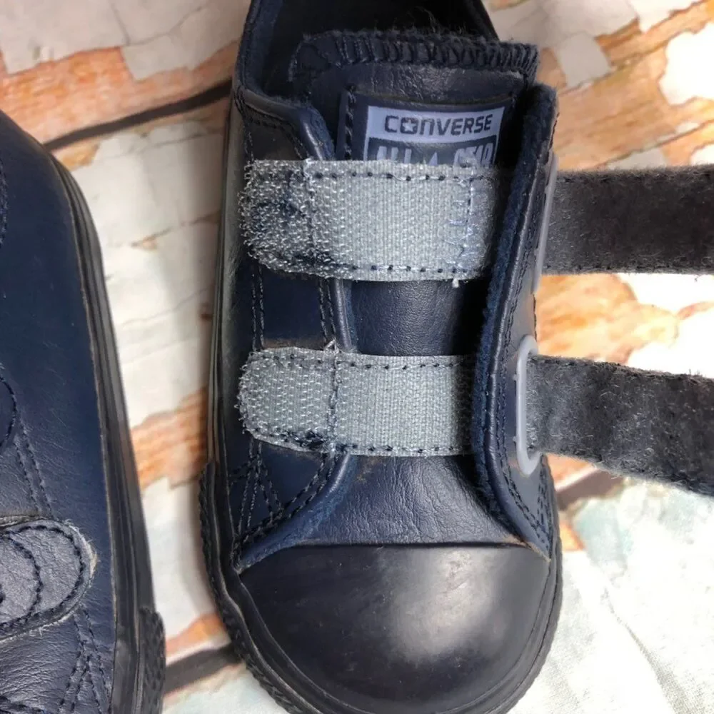 Navy Leather Converse Velcro Toddler 7
